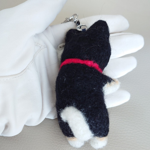 柴犬 羊毛 羊毛フェルト ハンドメイド 黒柴 キーホルダー 羊毛