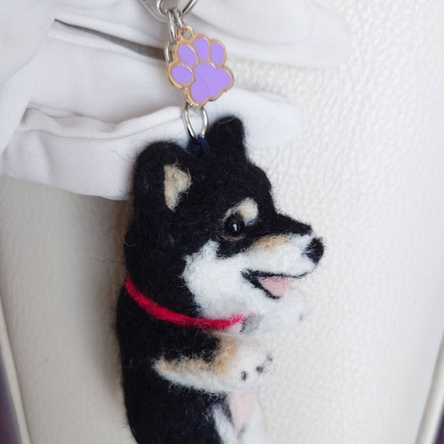 羊毛フェルト☆黒柴☆ハンドメイド 柴犬 羊毛 羊毛フェルト ハンドメイド 黒柴 キーホルダー 羊毛