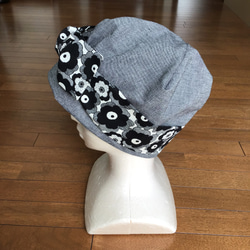 ✨再販✨北欧風ターバン帽子　ケア帽子　杢グレー 3枚目の画像