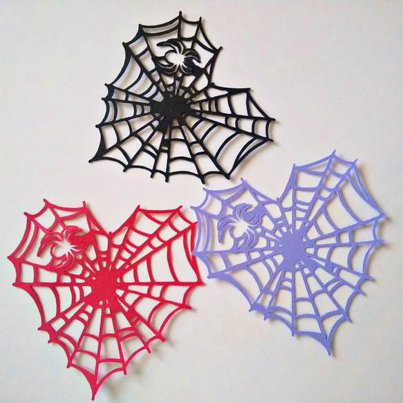 クラフトパンチ ハロウィン ハート型のクモの巣 選べる3色 1セット12枚【092】 3枚目の画像