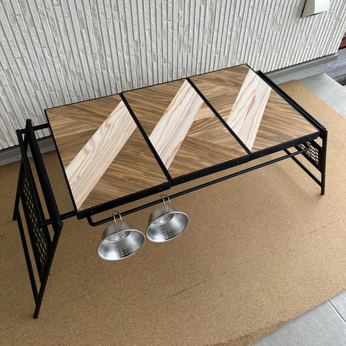フラットバーナ－テーブルアイアンigtテーブル 木目ホワイトラ 