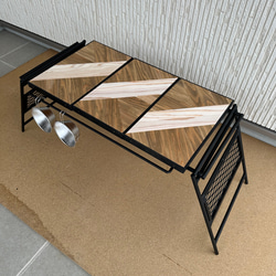 フラットバーナ－テーブルアイアンigtテーブル 木目ホワイトラスティックパイン色 11枚目の画像