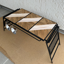 フラットバーナ－テーブルアイアンigtテーブル 木目ホワイトラスティックパイン色 7枚目の画像