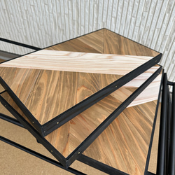 フラットバーナ－テーブルアイアンigtテーブル 木目ホワイトラスティックパイン色 9枚目の画像