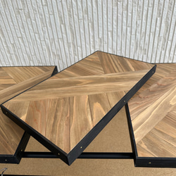 フラットバーナ－テーブルアイアンigtテーブル 木目ラスティックパイン色 8枚目の画像