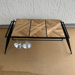 フラットバーナ－テーブルアイアンigtテーブル 木目ラスティックパイン色 7枚目の画像
