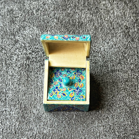 キャメルボーンの小箱　宝石箱　S  ターコイズ【JAABEH-039】 8枚目の画像