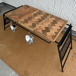 フラットバーナ－テーブルアイアンigtテーブル ヘンリボーン柄 8枚目の画像