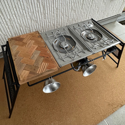 フラットバーナ－テーブルアイアンigtテーブル ヘンリボーン柄 5枚目の画像