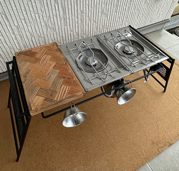 フラットバーナ－テーブルアイアンigtテーブル ヘンリボーン柄 5枚目の画像