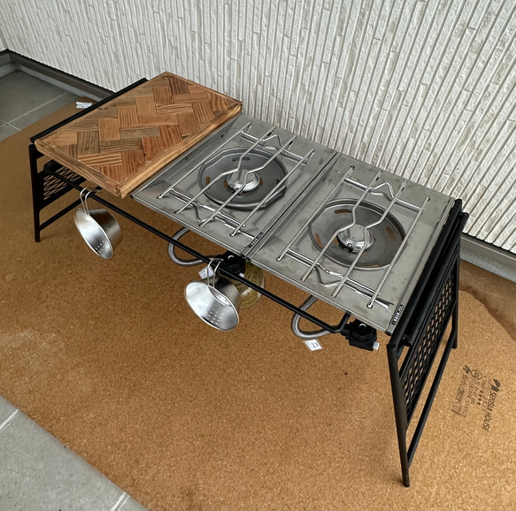 フラットバーナ－テーブルアイアンigtテーブル ヘンリボーン柄 4枚目の画像