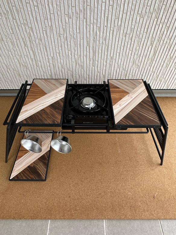 フラットバーナ－テーブルアイアンigtテーブル 3色ミックス天板 11枚目の画像