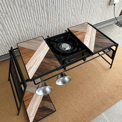 フラットバーナ－テーブルアイアンigtテーブル 3色ミックス天板 8枚目の画像