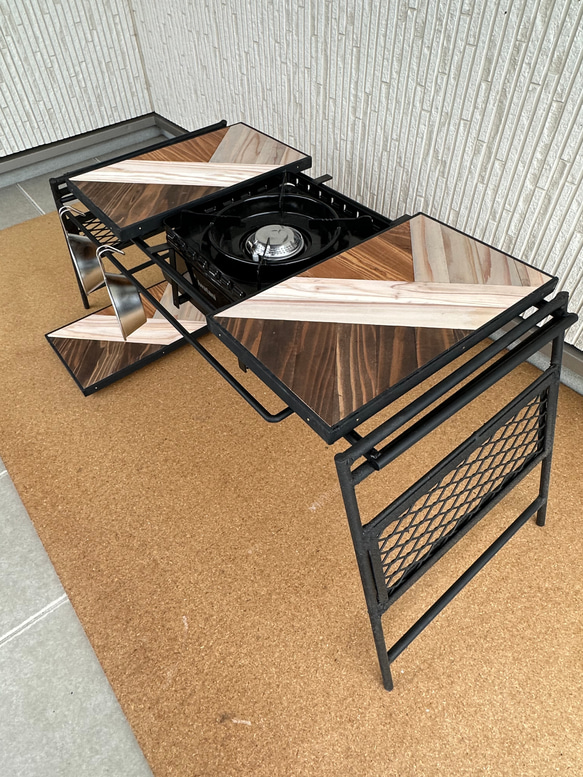 フラットバーナ－テーブルアイアンigtテーブル 3色ミックス天板 10枚目の画像