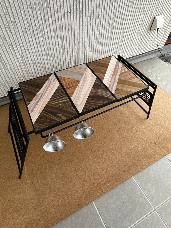 フラットバーナ－テーブルアイアンテーブル 3種類天板ミックス ロー