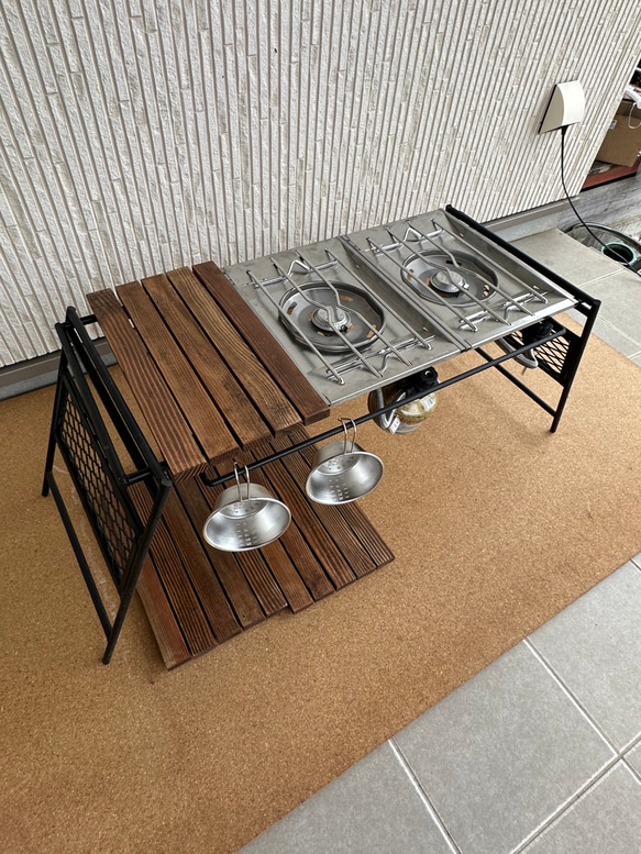 フラットバーナ－テーブルアイアンigtテーブル ウォルナット色 8枚目の画像