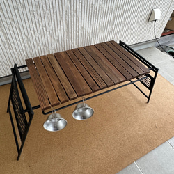 フラットバーナ－テーブルアイアンigtテーブル ウォルナット色 4枚目の画像