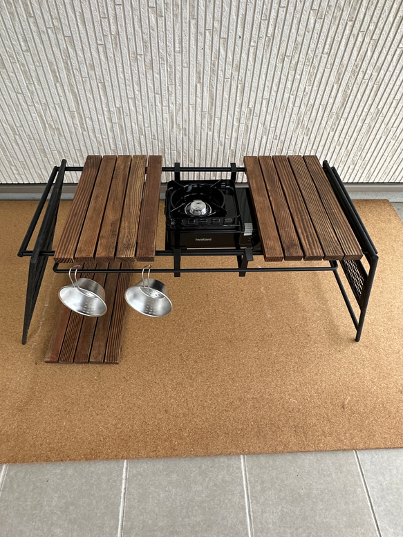 フラットバーナ－テーブルアイアンigtテーブル ウォルナット色 7枚目の画像