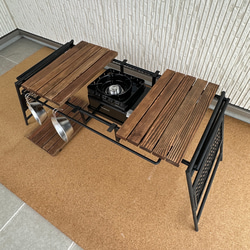 フラットバーナ－テーブルアイアンigtテーブル ウォルナット色 11枚目の画像