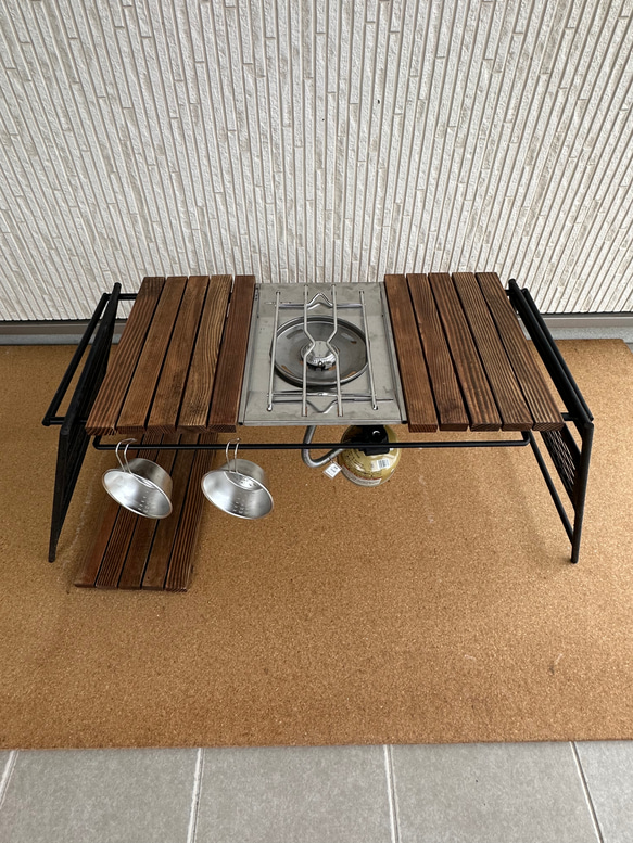 フラットバーナ－テーブルアイアンigtテーブル ウォルナット色 3枚目の画像