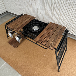 フラットバーナ－テーブルアイアンigtテーブル ウォルナット色 14枚目の画像