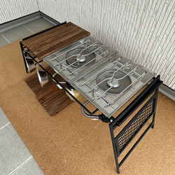 フラットバーナ－テーブルアイアンigtテーブル ウォルナット色 9枚目の画像