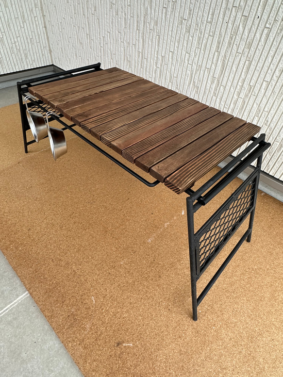 フラットバーナ－テーブルアイアンigtテーブル ウォルナット色 6枚目の画像