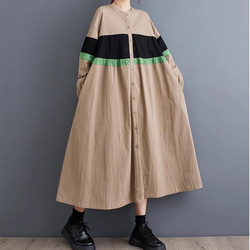 秋韓の新しいゆったりとしたオーバーサイズの洋風継ぎ手ミディアムのルネッサンスレトロ着やせワンピース 3枚目の画像