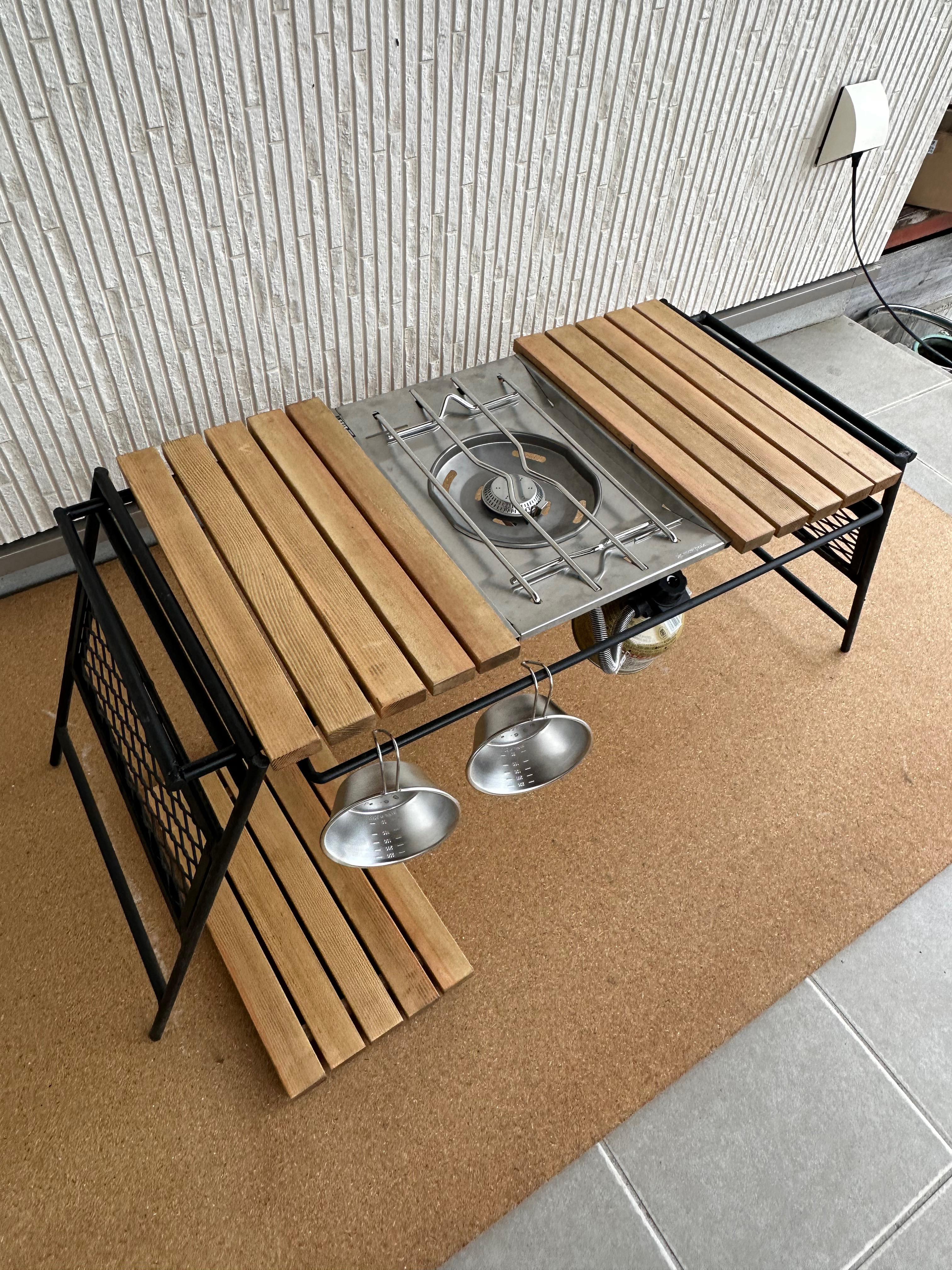 フラットバーナ－テーブルアイアンigtテーブル　ラスティックパイン色