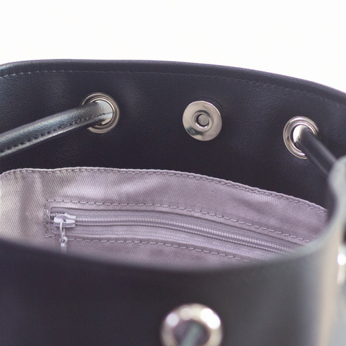 3WAY巾着バッグ｜PU×レオパードボア｜長財布｜軽量340g｜ファスナー