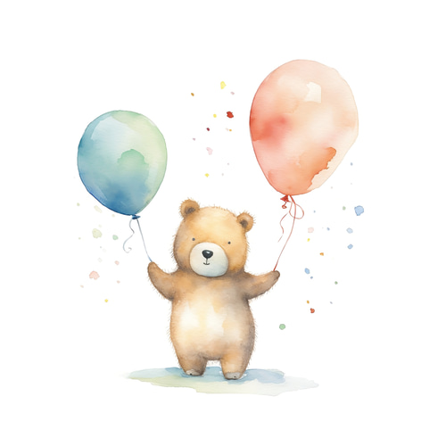 割引発見 クマのイラスト 版画 A4サイズ 多く 版画
