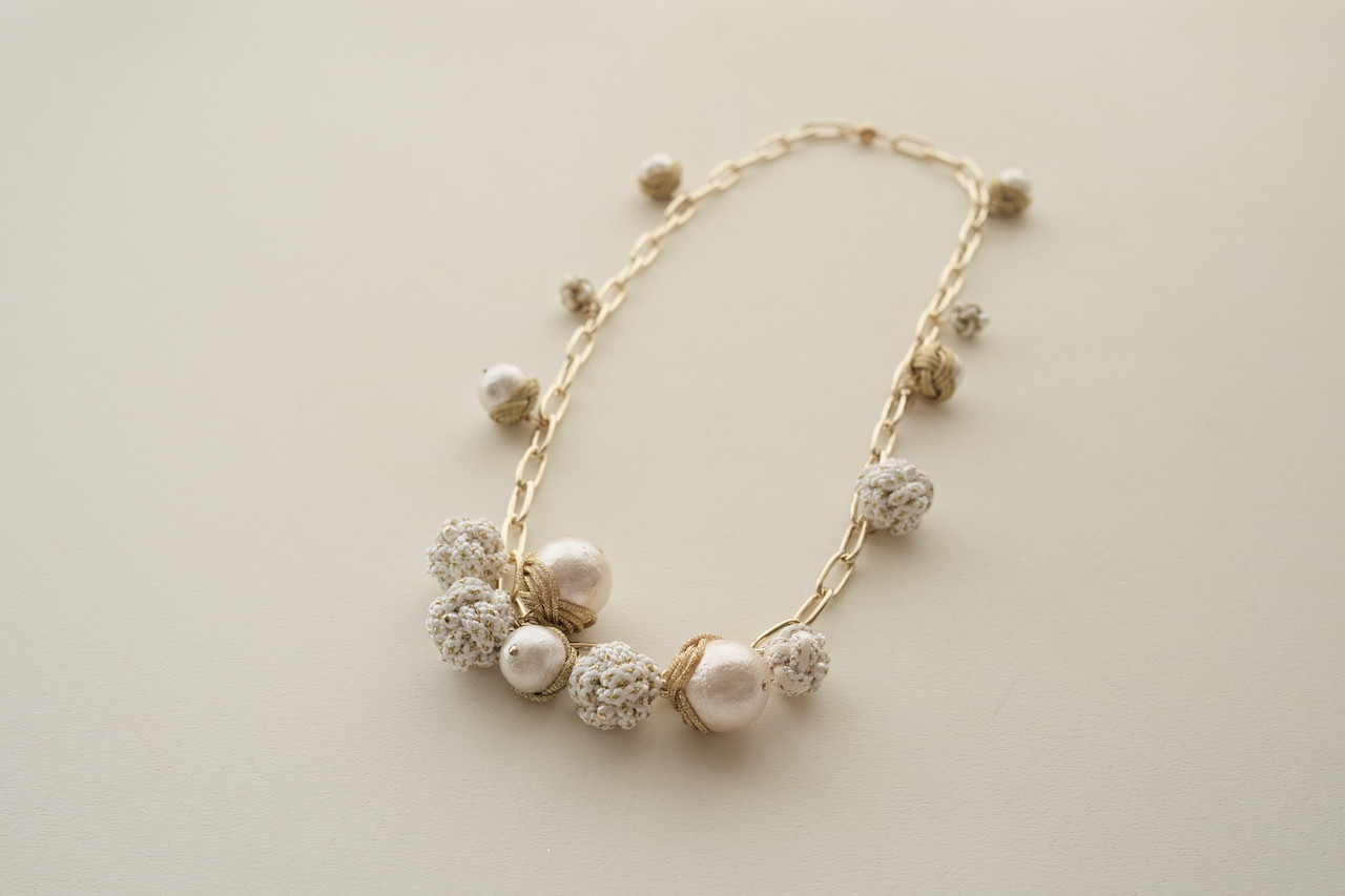 Kumihimo Dots Necklace - gold