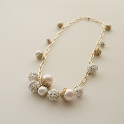 Kumihimo Dots Necklace - gold 1枚目の画像