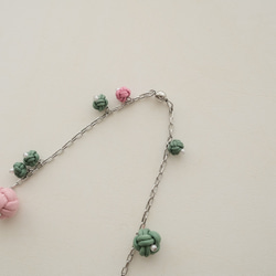 Kumihimo Dots Necklace - green pink 4枚目の画像