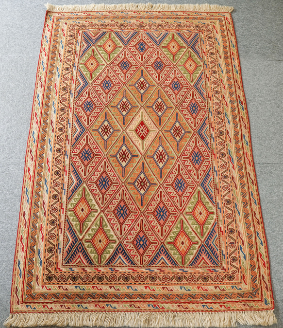 131×89cm アフガニスタン の マシュワニ手織り キリム 手織り絨毯 3枚目の画像