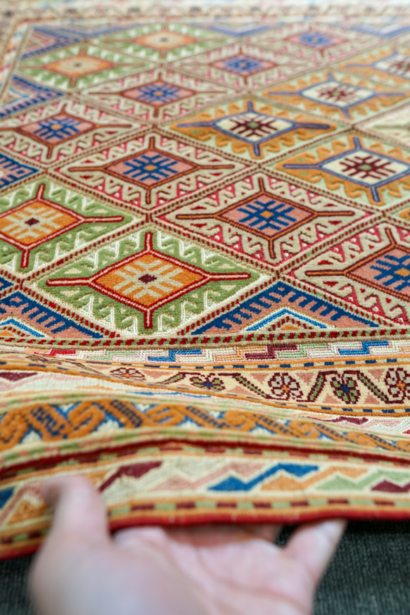 131×89cm アフガニスタン の マシュワニ手織り キリム 手織り絨毯 7枚目の画像