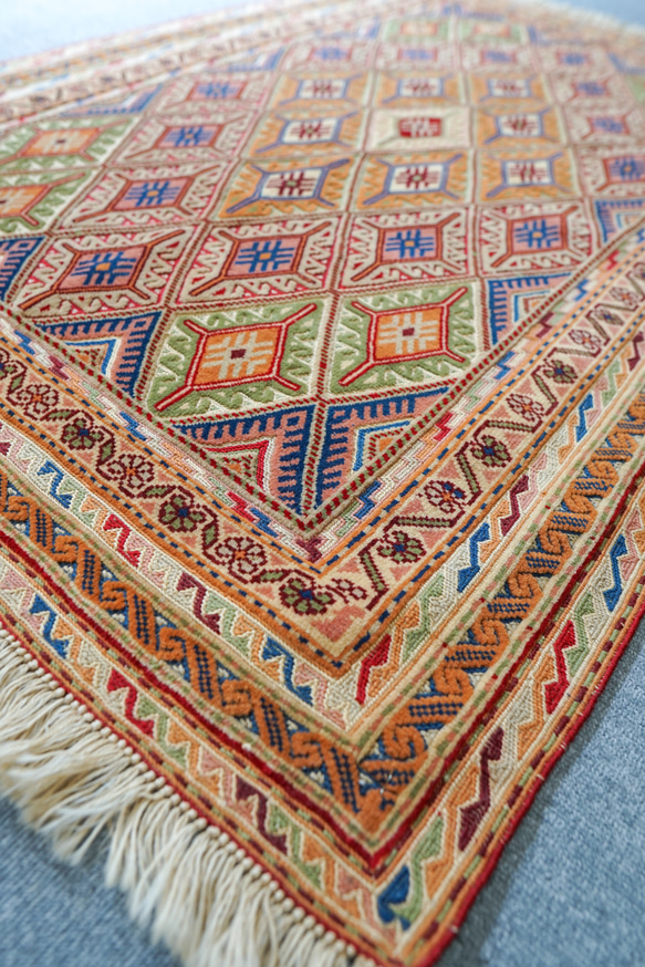 131×89cm アフガニスタン の マシュワニ手織り キリム 手織り絨毯 9枚目の画像