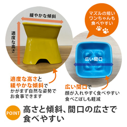 送料無料 名入れ 早食い防止 スタンプ 高台傾斜フードボウル pet170 | フードボウル 高さがある 早食い防止フー 3枚目の画像