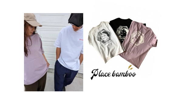 placebamboo オリジナルTシャツ　おかめ　かぐや姫 2枚目の画像