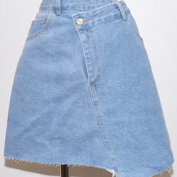 Irregular Hem Wrap Denim Mini Skirt light blue ミニスカート ストリート 7枚目の画像