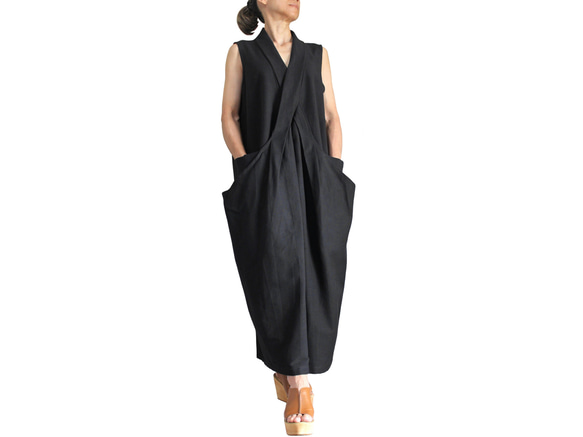 Jomton 手工編織棉質無袖大口袋連衣裙 (DOO-001-01) 第1張的照片