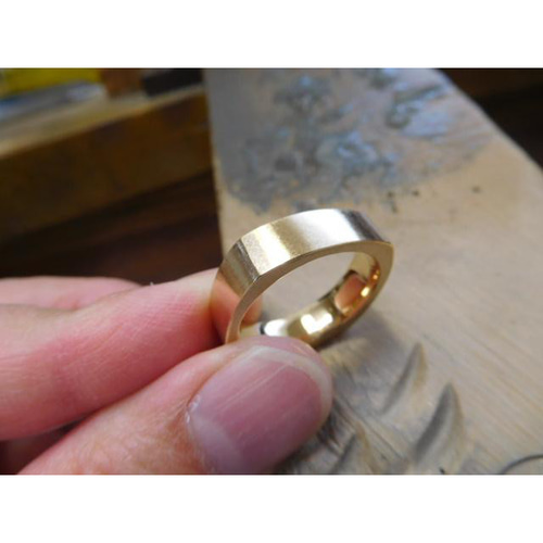 鍛造 結婚指輪 18金 k18 スクエア型 スクエアリング メンズ6mm 