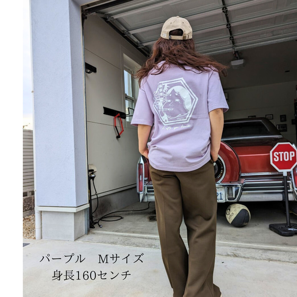 placebamboo オリジナルTシャツ　おかめ　かぐや姫  パープル XLサイズ 4枚目の画像