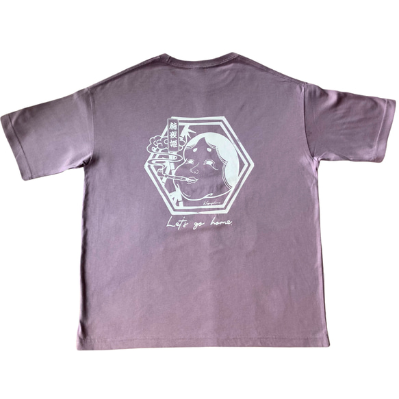 placebamboo オリジナルTシャツ　おかめ　かぐや姫  パープル XLサイズ 2枚目の画像