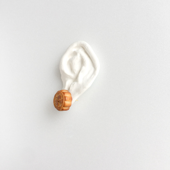 廣式月餅-圓(小兔望月) 完整未切 單顆 單耳 耳環 中秋節mooncake 第12張的照片
