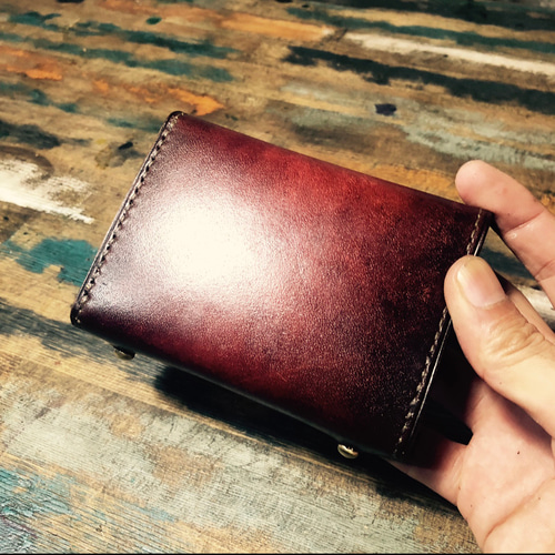 姫路レザー 手染ビンテージレッドブラウン ミッレフォッリエ P30