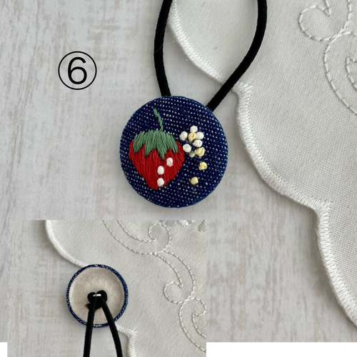 ❁hAnafany❁(専用) くるみボタン　鳥刺繍　ヘアゴム 岩手】刺繍くるみボタンヘアゴム6個セット | collect market