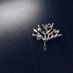 tree broach【silver925】オパール　レモンクォーツ　　ペリドット　パール　ブローチ　天然石　ナチュラル 17枚目の画像