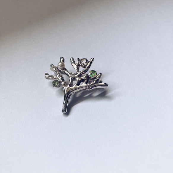 tree broach【silver925】オパール　レモンクォーツ　　ペリドット　パール　ブローチ　天然石　ナチュラル 14枚目の画像