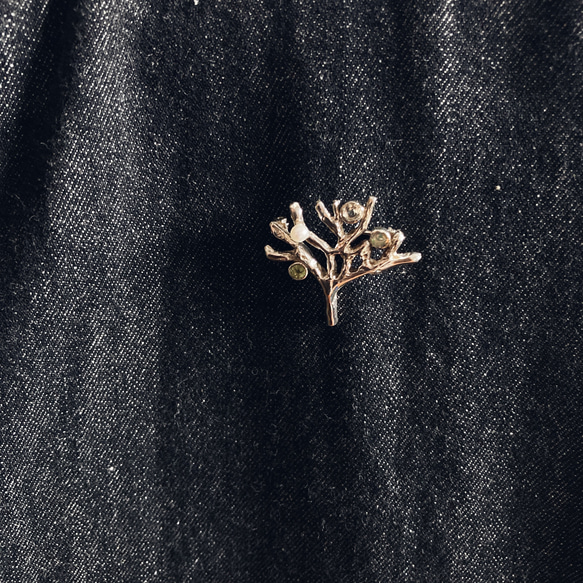 tree broach【silver925】オパール　レモンクォーツ　　ペリドット　パール　ブローチ　天然石　ナチュラル 11枚目の画像